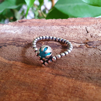 Bohemian Turquoise Silver Ring / Hippie / Boho / Ethnic / Rustic / Tribal / Gypsy / Festival / Healing / Festival / Birth Stone