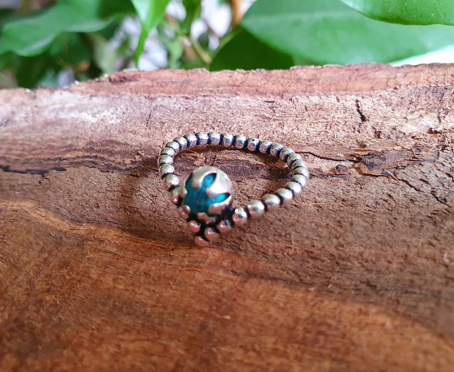 Bohemian Turquoise Silver Ring / Hippie / Boho / Ethnic / Rustic / Tribal / Gypsy / Festival / Healing / Festival / Birth Stone