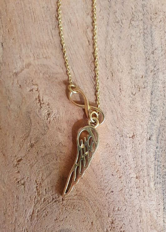 Infinity and Angel Wings Necklace Brass / Larait Minimalist / Contemporary / Boho / Modern / Chic / Pretty / Chain / Nature