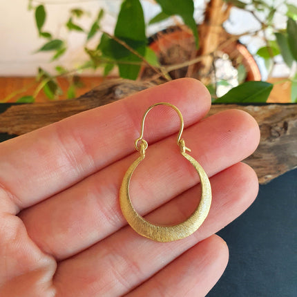 Boho Gold Hoop Earrings / Brass / Small Hoops / Ethnic Boho Classic Bohemian Chic Gold Gypsy Spiral Hippie Festival