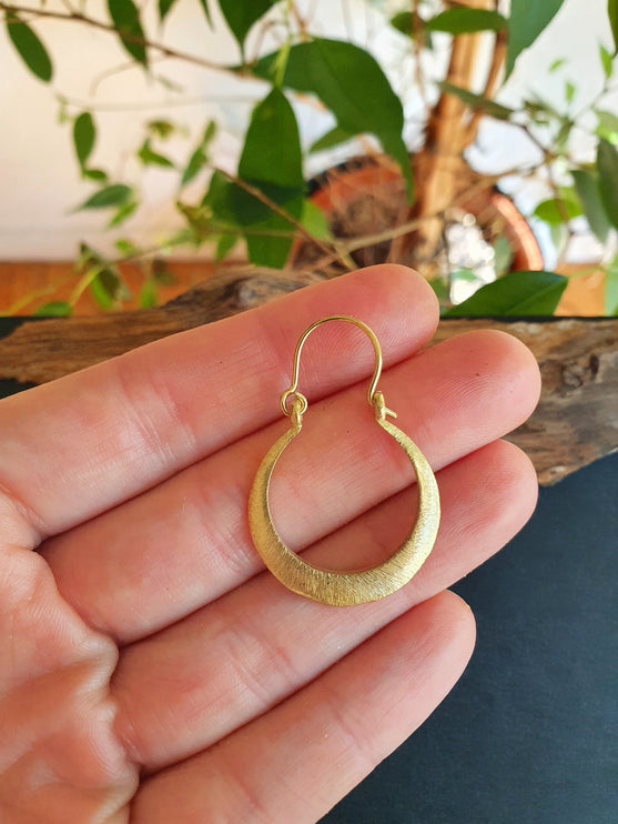 Boho Gold Hoop Earrings / Brass / Small Hoops / Ethnic Boho Classic Bohemian Chic Gold Gypsy Spiral Hippie Festival