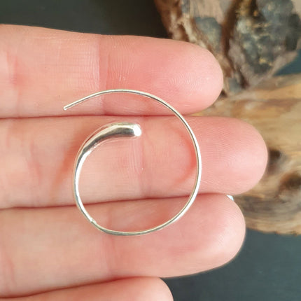 Minimalist Silver Spiral Hoop Earrings; Ethnic, Geometric, Small, Rustic, Yoga, Hippie, Gypsy, Pretty, Ssy, Boho, Bohemian, Festival