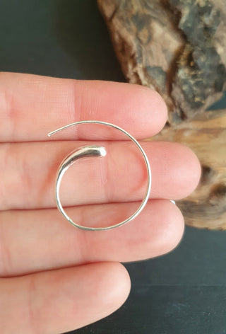 Minimalist Silver Spiral Hoop Earrings; Ethnic, Geometric, Small, Rustic, Yoga, Hippie, Gypsy, Pretty, Ssy, Boho, Bohemian, Festival