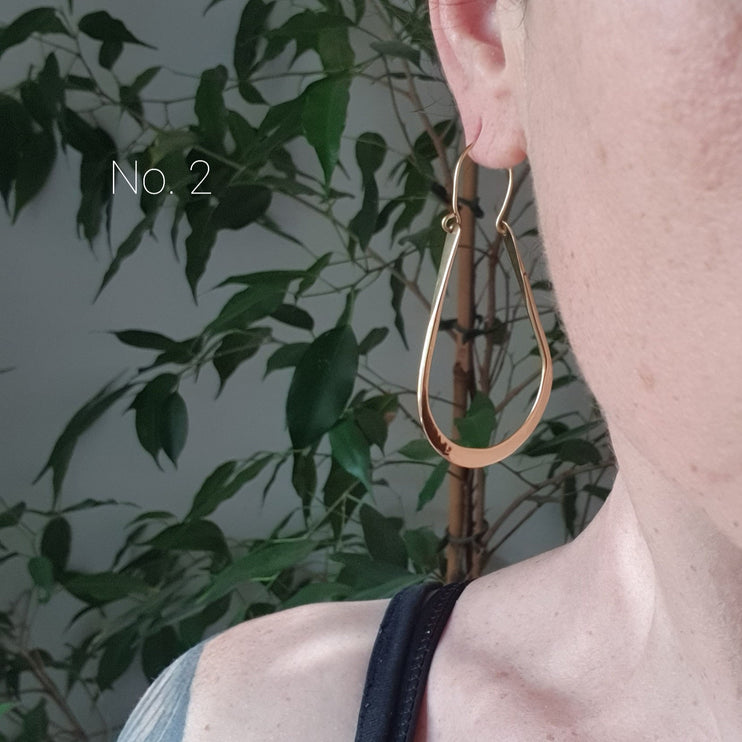 Boho Long Drop Golden Hoop Earrings / Flat Hoops / Ethnic Boho Classic XL Bohemian Chic Gypsy Spiral Hippie Tribal Hiphop style