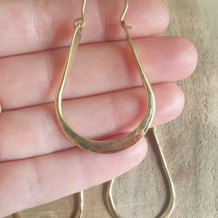 Boho Long Drop Golden Hoop Earrings / Flat Hoops / Ethnic Boho Classic XL Bohemian Chic Gypsy Spiral Hippie Tribal Hiphop style