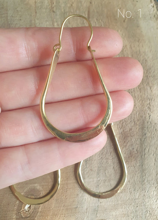 Boho Long Drop Golden Hoop Earrings / Flat Hoops / Ethnic Boho Classic XL Bohemian Chic Gypsy Spiral Hippie Tribal Hiphop style