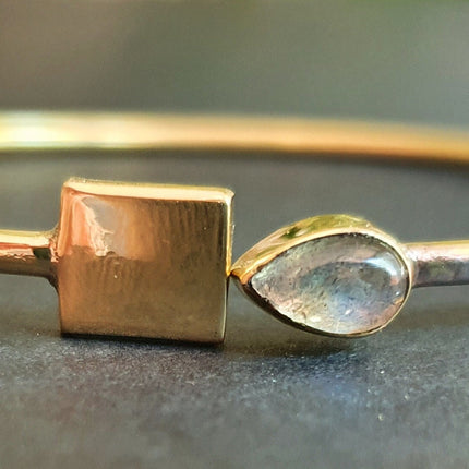 Contemporary Labradorite Golden Bracelet / Bangle / Brass / Minimalist / Ethnic / Rustic / Bohemian / Hippie / Gypsy / Body / Adjustable