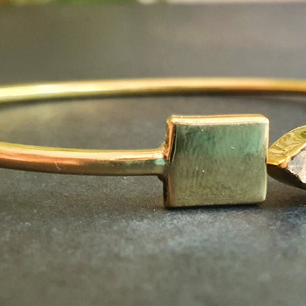 Contemporary Labradorite Golden Bracelet / Bangle / Brass / Minimalist / Ethnic / Rustic / Bohemian / Hippie / Gypsy / Body / Adjustable