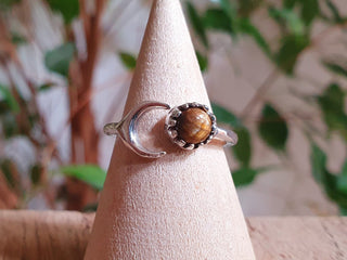 Tiger Eye Moon Silver Ring / Zodiac / Purple / Boho / Ethnic / Rustic / Tribal / Gypsy / Festival / Healing / Festival