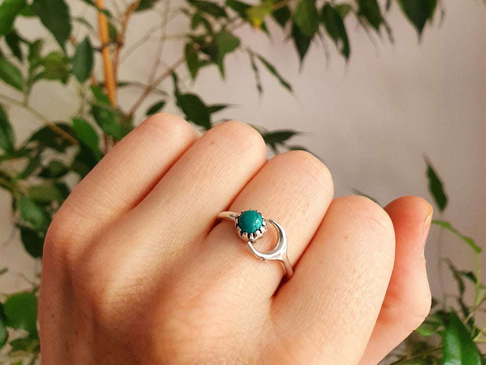 Moon Silver Ring / Turquoise / Zodiac / Purple / Boho / Ethnic / Rustic / Tribal / Gypsy / Festival / Healing / Festival