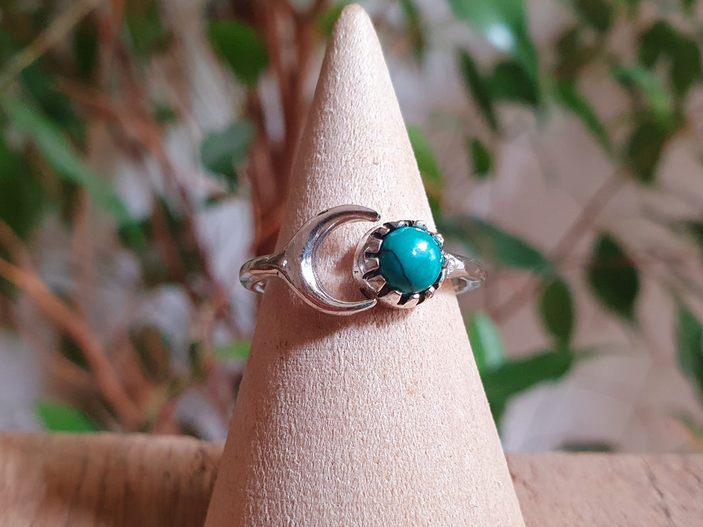 Moon Silver Ring / Turquoise / Zodiac / Purple / Boho / Ethnic / Rustic / Tribal / Gypsy / Festival / Healing / Festival