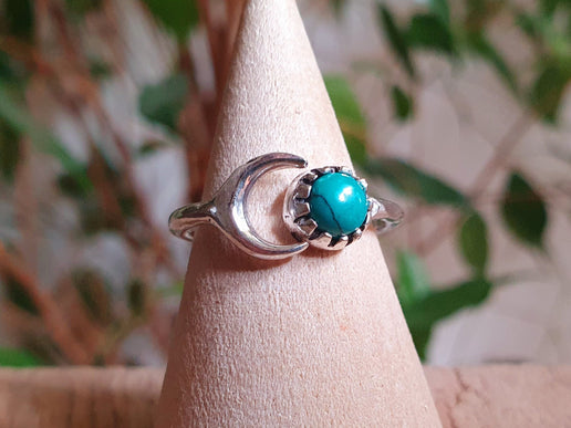 Moon Silver Ring / Turquoise / Zodiac / Purple / Boho / Ethnic / Rustic / Tribal / Gypsy / Festival / Healing / Festival