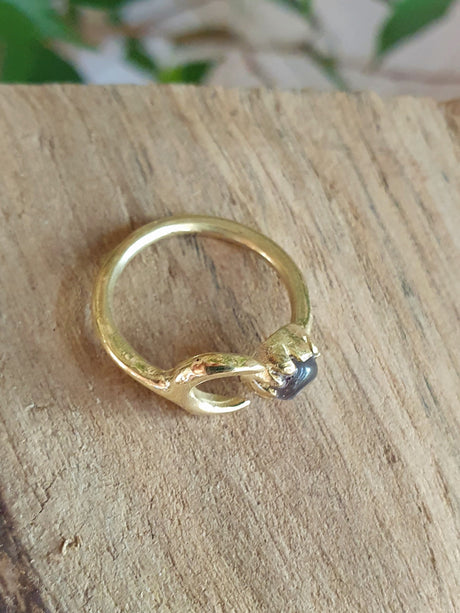 Golden Moon Ring / Amethyst / Zodiac / Purple / Boho / Ethnic / Rustic / Tribal / Gypsy / Festival / Healing / Festival