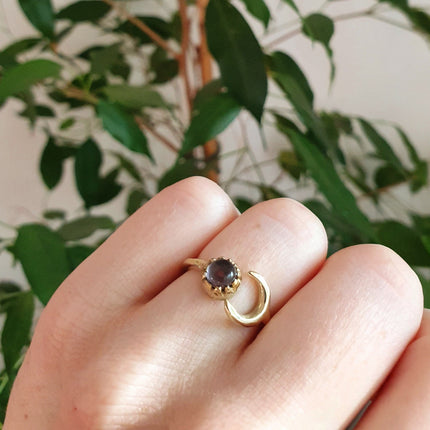 Golden Moon Ring / Amethyst / Zodiac / Purple / Boho / Ethnic / Rustic / Tribal / Gypsy / Festival / Healing / Festival