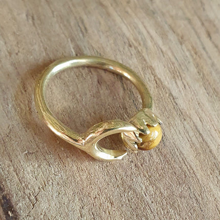 Golden Moon Ring / Tiger Eye / Zodiac / Celestial / Boho / Ethnic / Rustic / Tribal / Gypsy / Festival / Healing / Festival