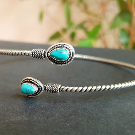 Arm Bracelet Brass & Lapis Lazuli / Tribal / Spiral / Boho / Bangle/ Ethnic / Rustic / Bohemian / Hippie / Gypsy / Psy / Adjustable