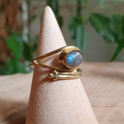 Adjustable Labradorite Ring Ethnic style Brass / Boho / Bohemian / Psy / Rustic / Tribal / Gypsy / Festival / Healing / Festival