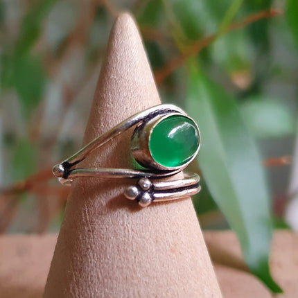 Silver Ethnic style Green Onyx Ring / Brass / Adjustable / Boho / Bohemian / Rustic / Tribal / Gypsy / Festival / Healing / Festival 