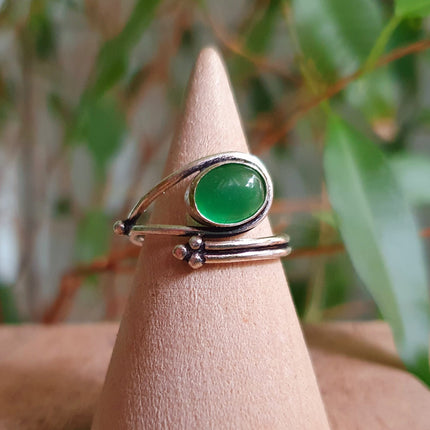 Silver Ethnic style Green Onyx Ring / Brass / Adjustable / Boho / Bohemian / Rustic / Tribal / Gypsy / Festival / Healing / Festival 