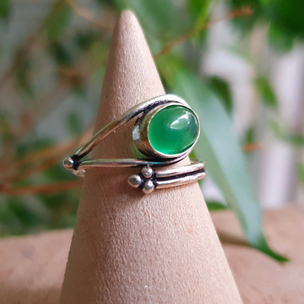 Silver Ethnic style Green Onyx Ring / Brass / Adjustable / Boho / Bohemian / Rustic / Tribal / Gypsy / Festival / Healing / Festival 