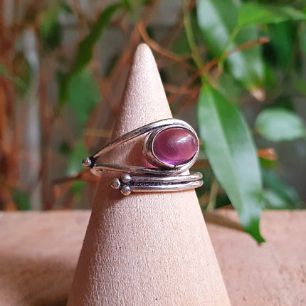 Ethnic style Silver & Amethyst Ring / Adjustable / Boho / Bohemian / Psy / Rustic / Tribal / Gypsy / Festival / Healing / Festival