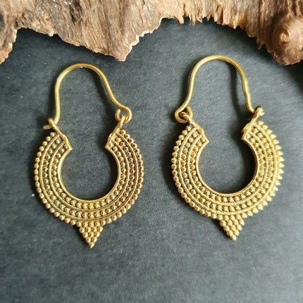 Boho Brass Triangle Tribal Earrings; Ethnic, Geometric, Small, Rustic, Yoga, Hippie, Gypsy, Pretty, Ssy, Boho, Bohemian, Festival