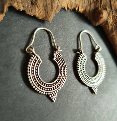 Boho Silver Triangle Tribal Earrings; Ethnic, Geometric, Small, Rustic, Yoga, Hippie, Gypsy, Pretty, Ssy, Boho, Bohemian, Festival