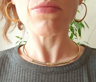 Ethnic Choker Brass Necklace / Rustic / Gypsy / Lightweight / Boho / Tribal / Hippie / Rustic / Vegan / Aztec