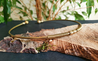 Ethnic Choker Brass Necklace / Rustic / Gypsy / Lightweight / Boho / Tribal / Hippie / Rustic / Vegan / Aztec