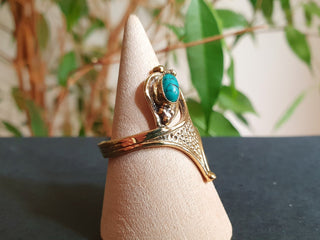Boho Style Turquoise Brass Ring, Mottled Brass Effect, Bohemian Jewellery from Kaali Boutique