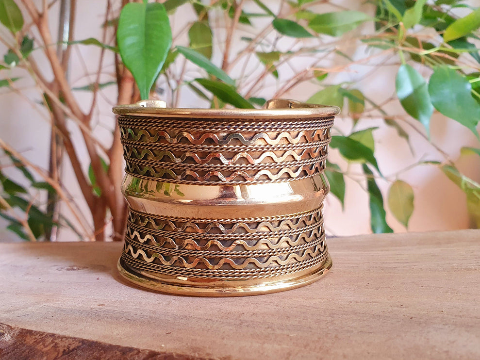 Textured Brass Cuff Bracelet / Tribal / Celtic / Boho / Ethnic / Rustic / Bohemian / Hippie / Gypsy / Jewellery / Adjustable / Unisex / Mens