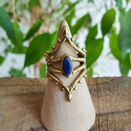 Ethnic style Brass & Lapis Lazuli / Boho / Bohemian / Psy / Rustic / Tribal / Gypsy / Festival / Healing / Festival