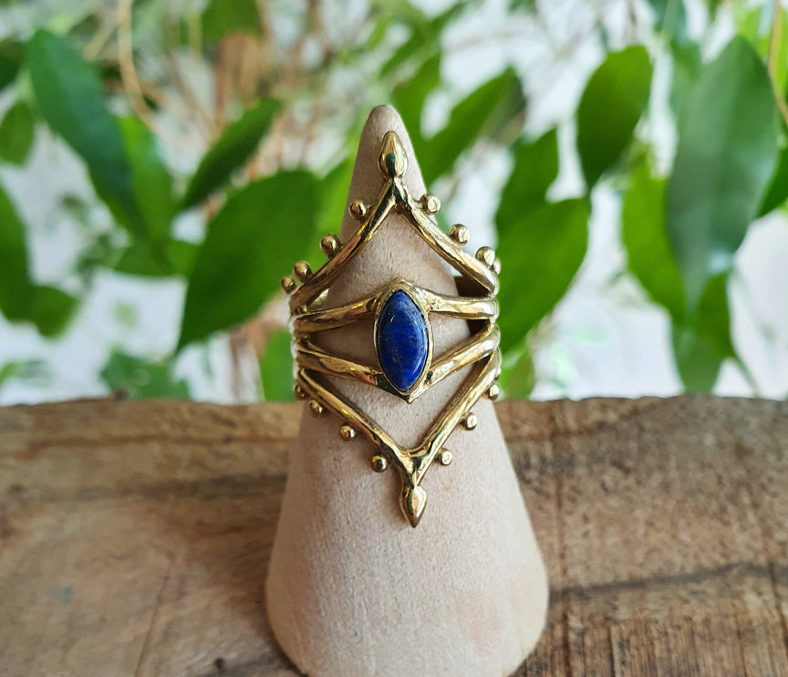 Ethnic style Brass & Lapis Lazuli / Boho / Bohemian / Psy / Rustic / Tribal / Gypsy / Festival / Healing / Festival