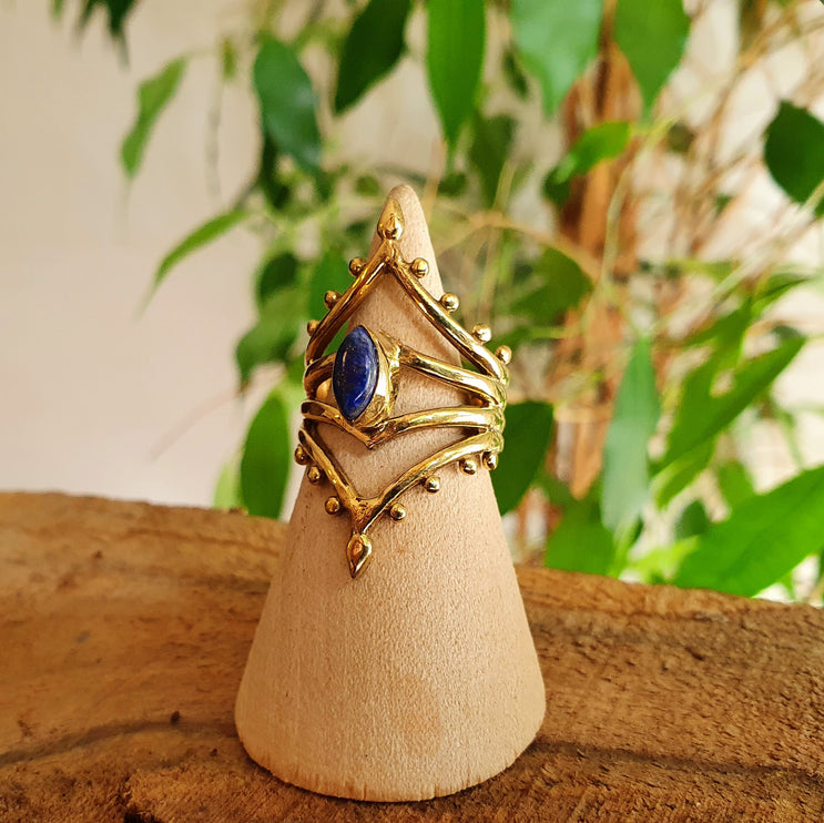 Ethnic style Brass & Lapis Lazuli / Boho / Bohemian / Psy / Rustic / Tribal / Gypsy / Festival / Healing / Festival