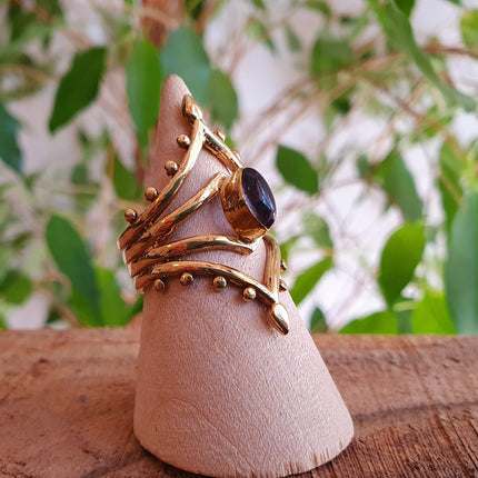Ethnic style Brass & Amethyst ring / Boho / Bohemian / Psy / Rustic / Tribal / Gypsy / Festival / Healing / Festival