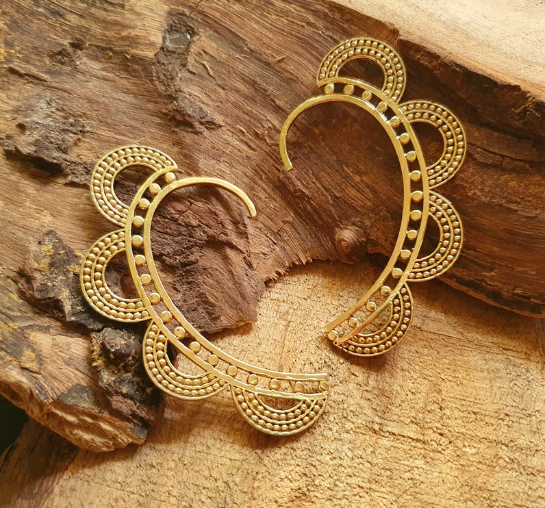 Ear Cuff Brass Semi Circles design / Tribal / Boho / Unisex / Mens Jewellery / Costume / Fancy Dress / Cosplay / Festival Jewellery /