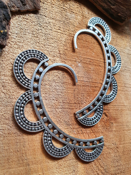 Ear Cuff Silver Semi Circles design / Tribal / Boho / Unisex / Mens Jewellery / Costume / Fancy Dress / Cosplay / Festival Jewellery /