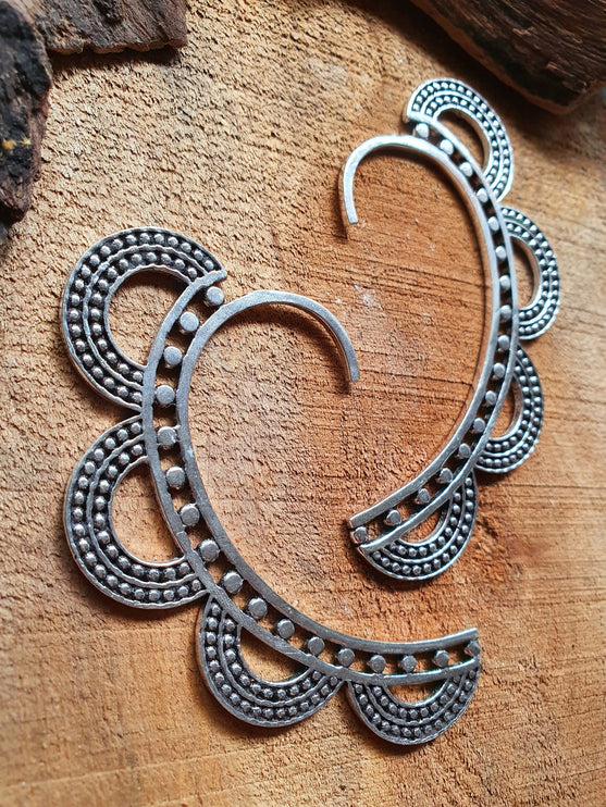 Ear Cuff Silver Semi Circles design / Tribal / Boho / Unisex / Mens Jewellery / Costume / Fancy Dress / Cosplay / Festival Jewellery /