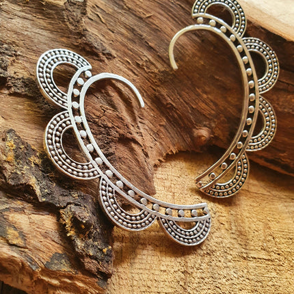 Ear Cuff Silver Semi Circles design / Tribal / Boho / Unisex / Mens Jewellery / Costume / Fancy Dress / Cosplay / Festival Jewellery /