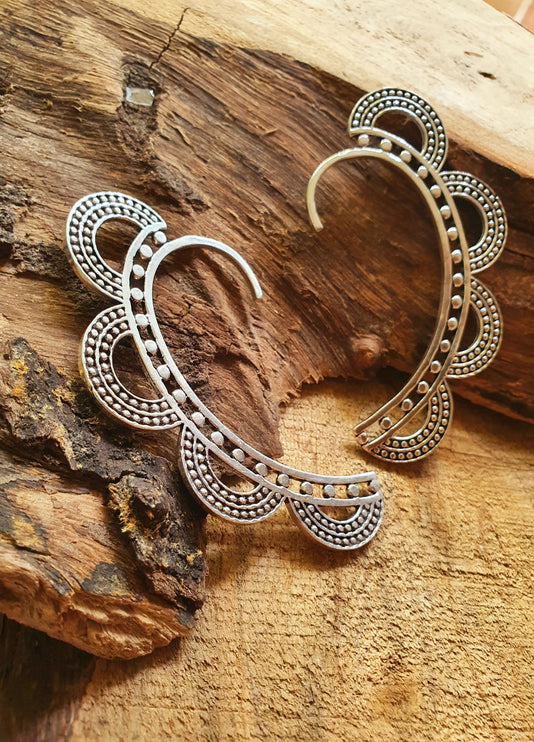 Ear Cuff Silver Semi Circles design / Tribal / Boho / Unisex / Mens Jewellery / Costume / Fancy Dress / Cosplay / Festival Jewellery /