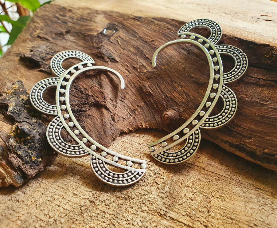 Ear Cuff Silver Semi Circles design / Tribal / Boho / Unisex / Mens Jewellery / Costume / Fancy Dress / Cosplay / Festival Jewellery /