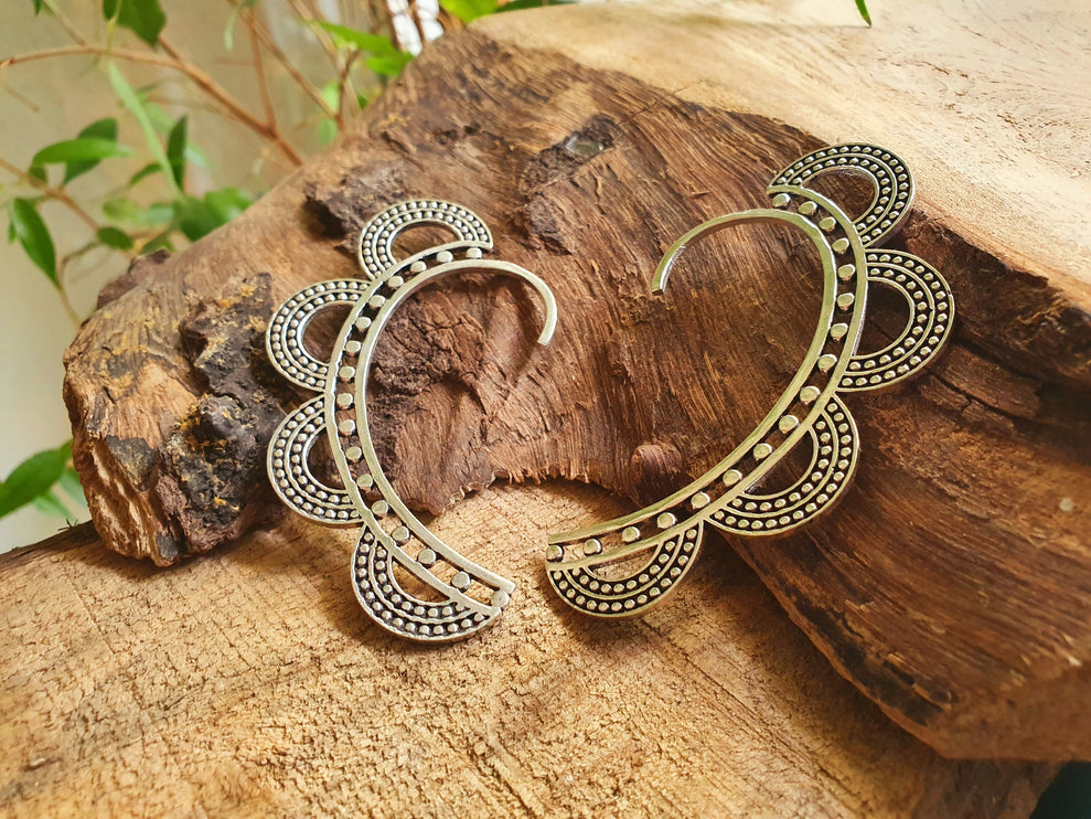 Ear Cuff Silver Semi Circles design / Tribal / Boho / Unisex / Mens Jewellery / Costume / Fancy Dress / Cosplay / Festival Jewellery /