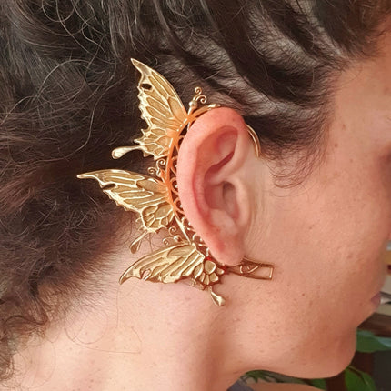 Golden Fairy Wings Ear Cuff Brass / Tribal / Boho / Unisex / Mens Jewellery / Costume / Fancy Dress / Cosplay / Festival Jewellery /