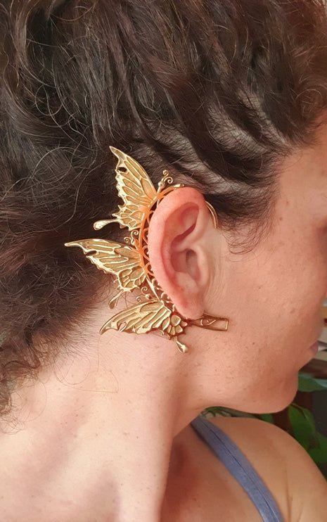 Golden Fairy Wings Ear Cuff Brass / Tribal / Boho / Unisex / Mens Jewellery / Costume / Fancy Dress / Cosplay / Festival Jewellery /