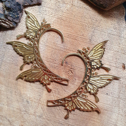 Golden Fairy Wings Ear Cuff Brass / Tribal / Boho / Unisex / Mens Jewellery / Costume / Fancy Dress / Cosplay / Festival Jewellery /