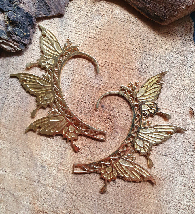 Golden Fairy Wings Ear Cuff Brass / Tribal / Boho / Unisex / Mens Jewellery / Costume / Fancy Dress / Cosplay / Festival Jewellery /