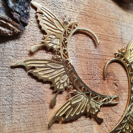 Golden Fairy Wings Ear Cuff Brass / Tribal / Boho / Unisex / Mens Jewellery / Costume / Fancy Dress / Cosplay / Festival Jewellery /