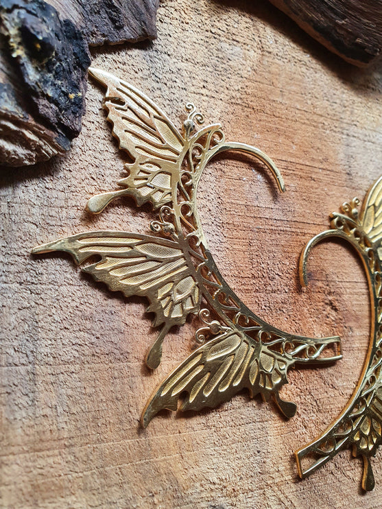 Golden Fairy Wings Ear Cuff Brass / Tribal / Boho / Unisex / Mens Jewellery / Costume / Fancy Dress / Cosplay / Festival Jewellery /