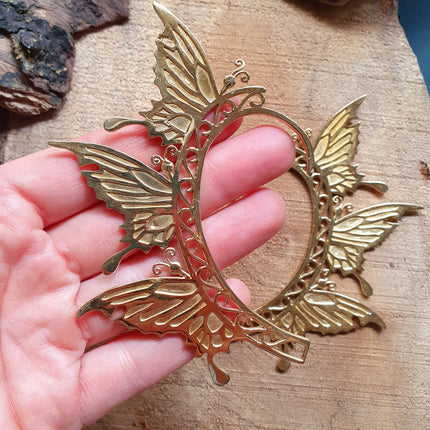 Golden Fairy Wings Ear Cuff Brass / Tribal / Boho / Unisex / Mens Jewellery / Costume / Fancy Dress / Cosplay / Festival Jewellery /