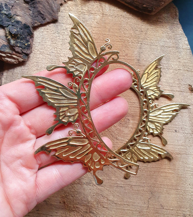 Golden Fairy Wings Ear Cuff Brass / Tribal / Boho / Unisex / Mens Jewellery / Costume / Fancy Dress / Cosplay / Festival Jewellery /